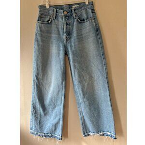 Noend Denim Sz 27 Culotte Distressed Hem Bootcut Jeans High Rise Wide Leg Pocket